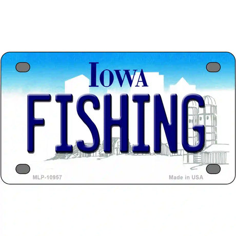 Fishing Iowa Metal Novelty License Plate 4" x 2.2" (MLP)