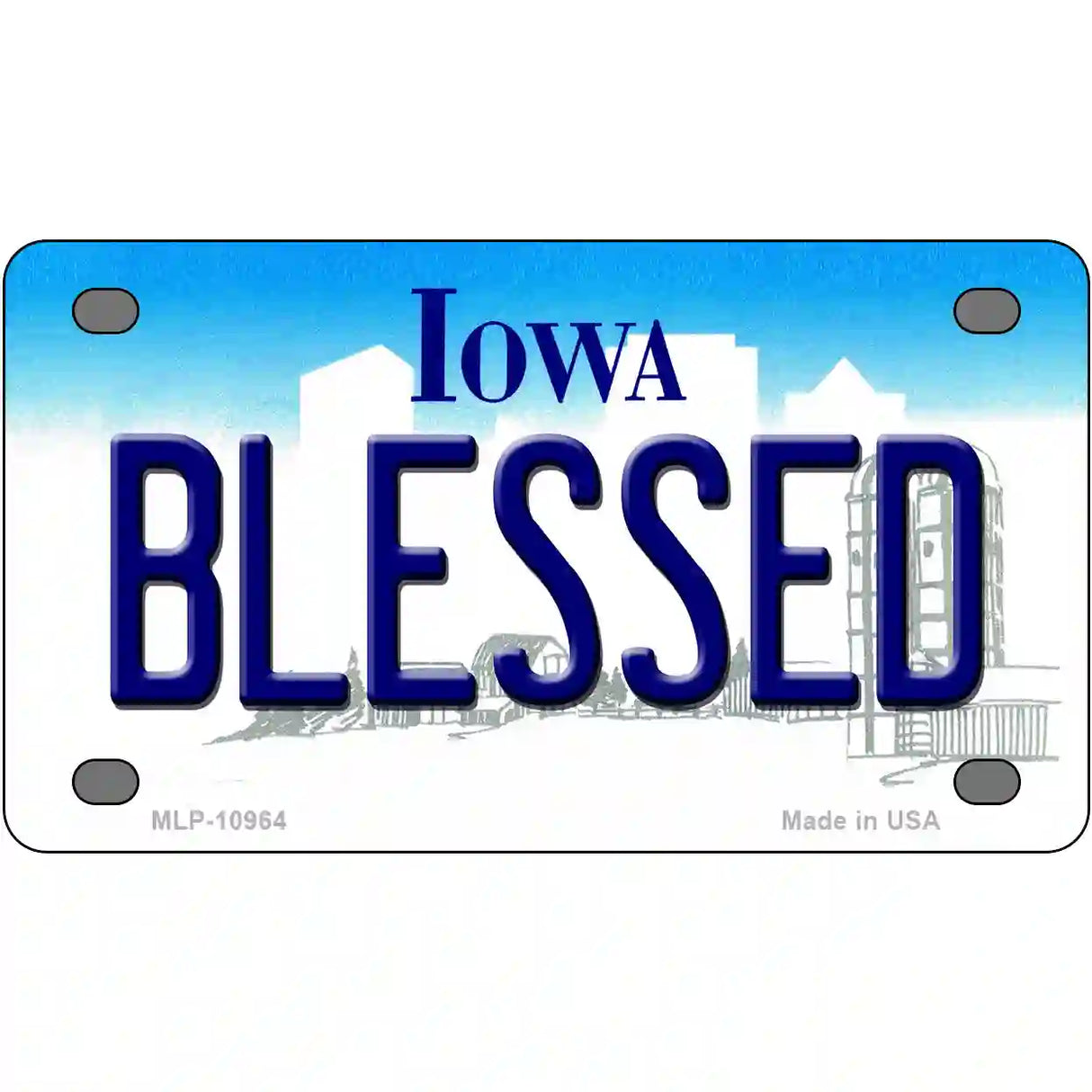 Blessed Iowa Metal Novelty License Plate 4" x 2.2" (MLP)