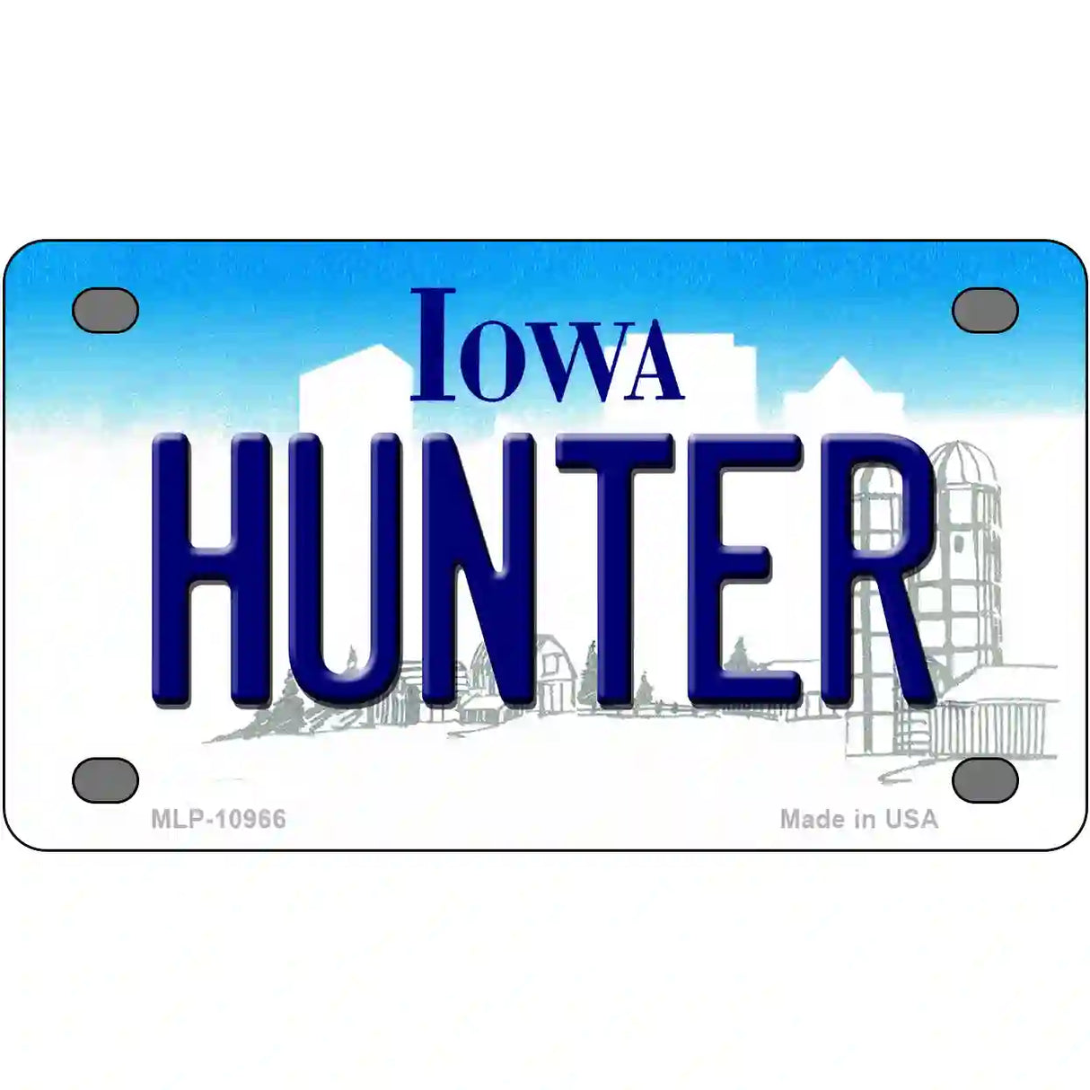 Hunter Iowa Metal Novelty License Plate 4" x 2.2" (MLP)