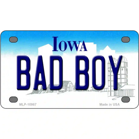 Bad Boy Iowa Metal Novelty License Plate 4" x 2.2" (MLP)