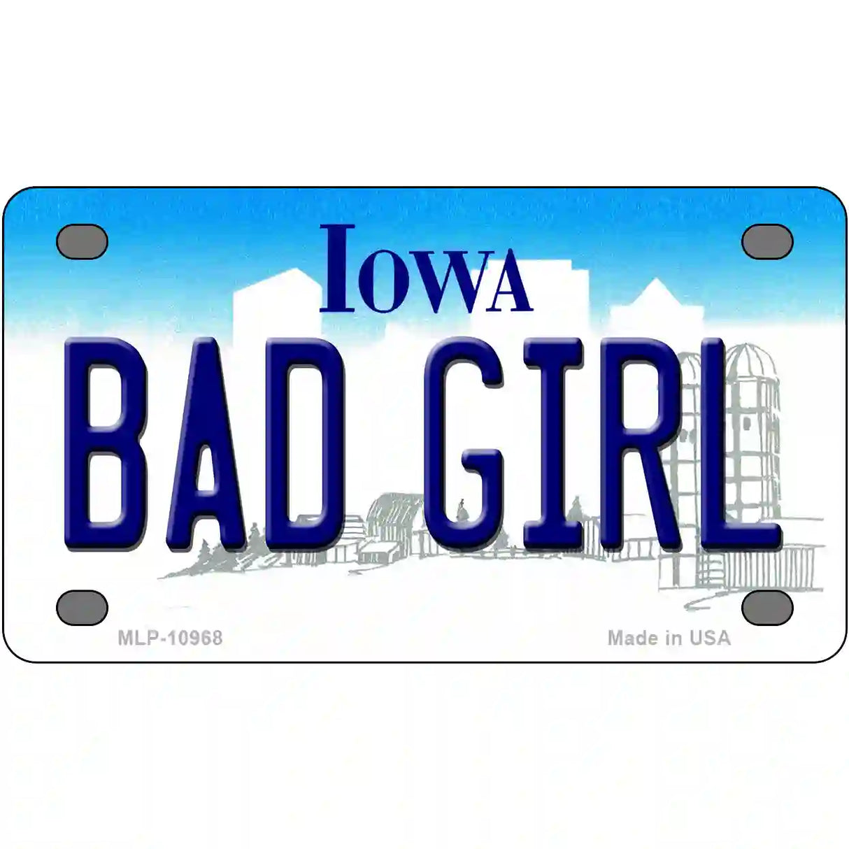 Bad Girl Iowa Metal Novelty License Plate 4" x 2.2" (MLP)