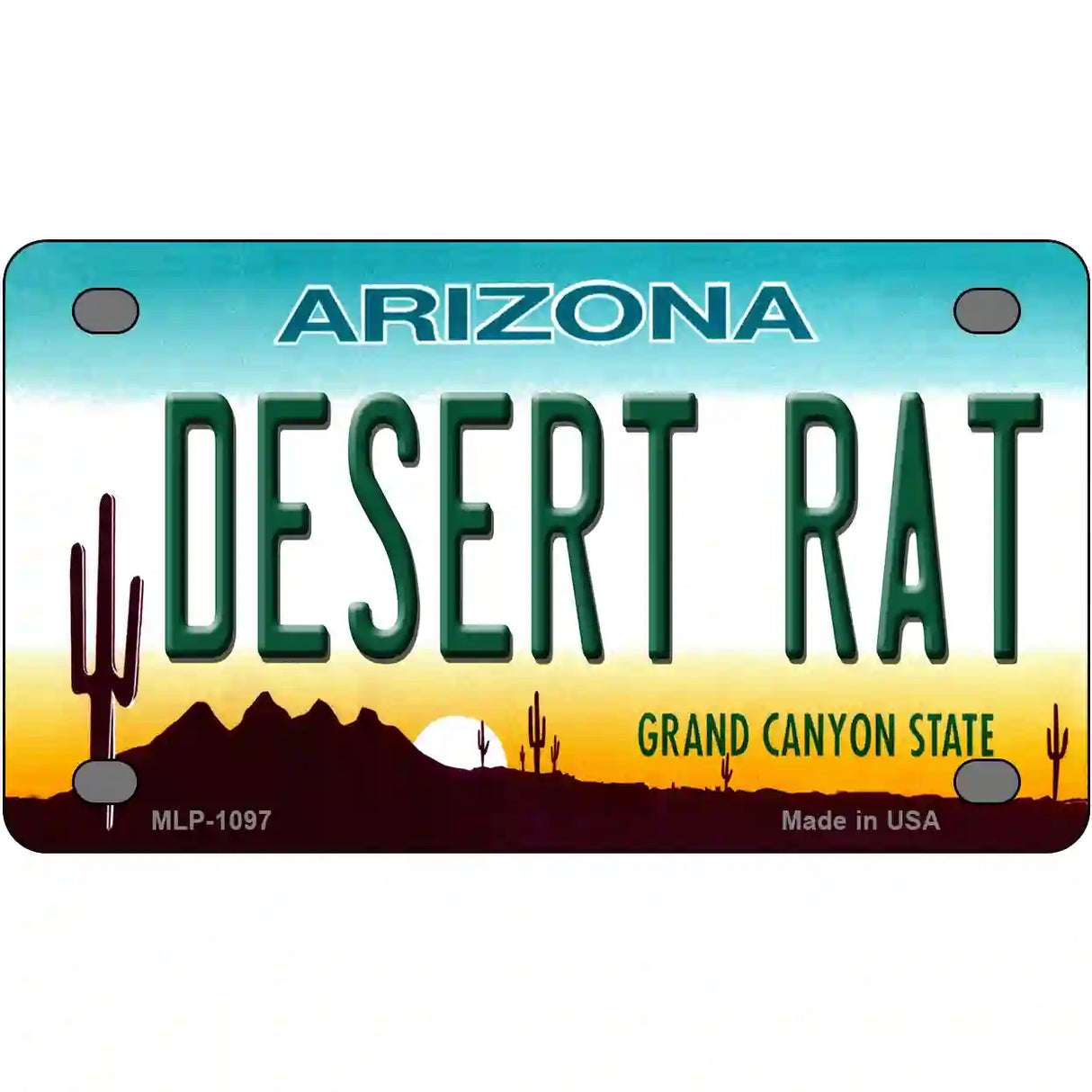 Desert Rat Arizona Novelty Metal License Plate 4" x 2.2" (MLP)