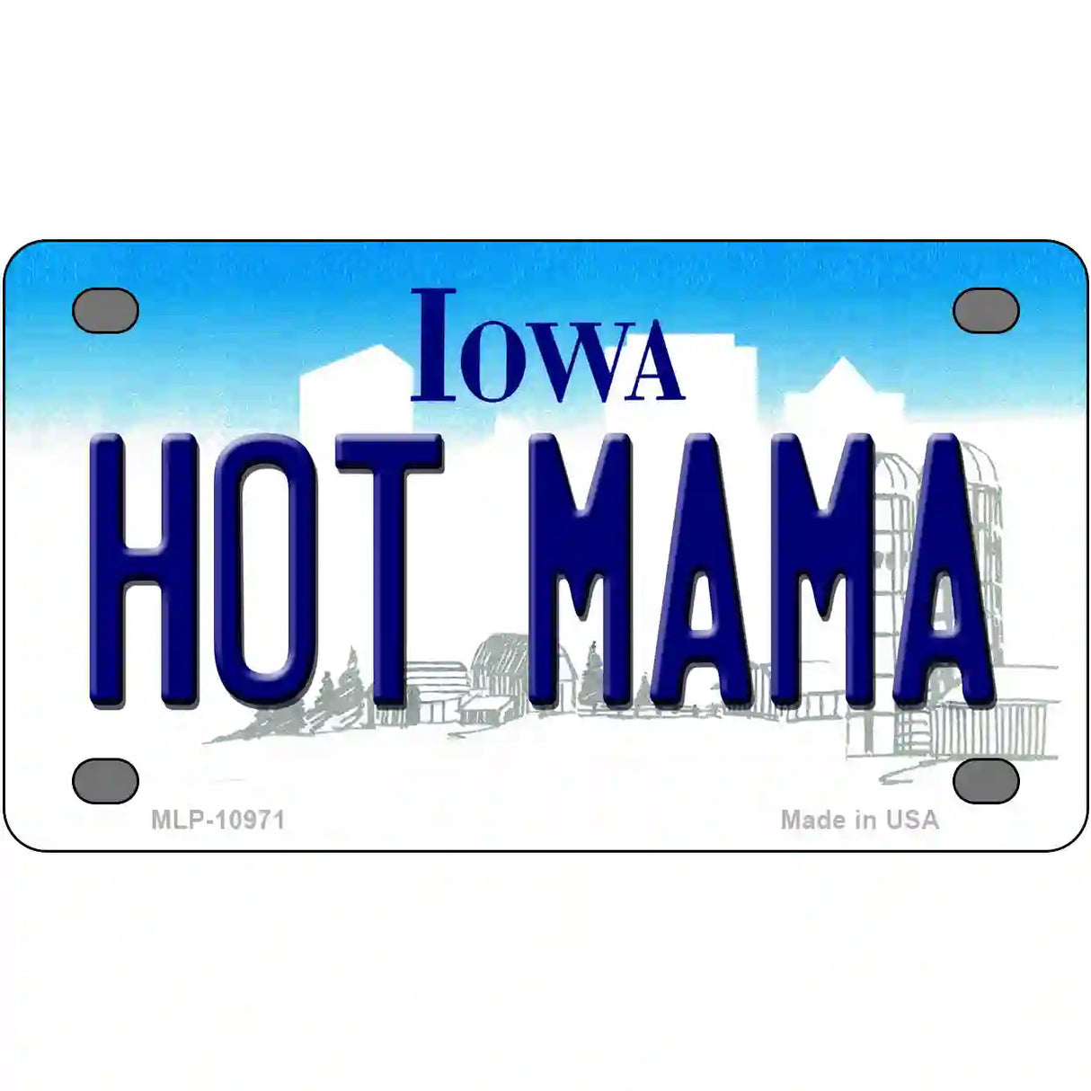 Hot Mama Iowa Metal Novelty License Plate 4" x 2.2" (MLP)