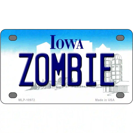 Zombie Iowa Metal Novelty License Plate 4" x 2.2" (MLP)