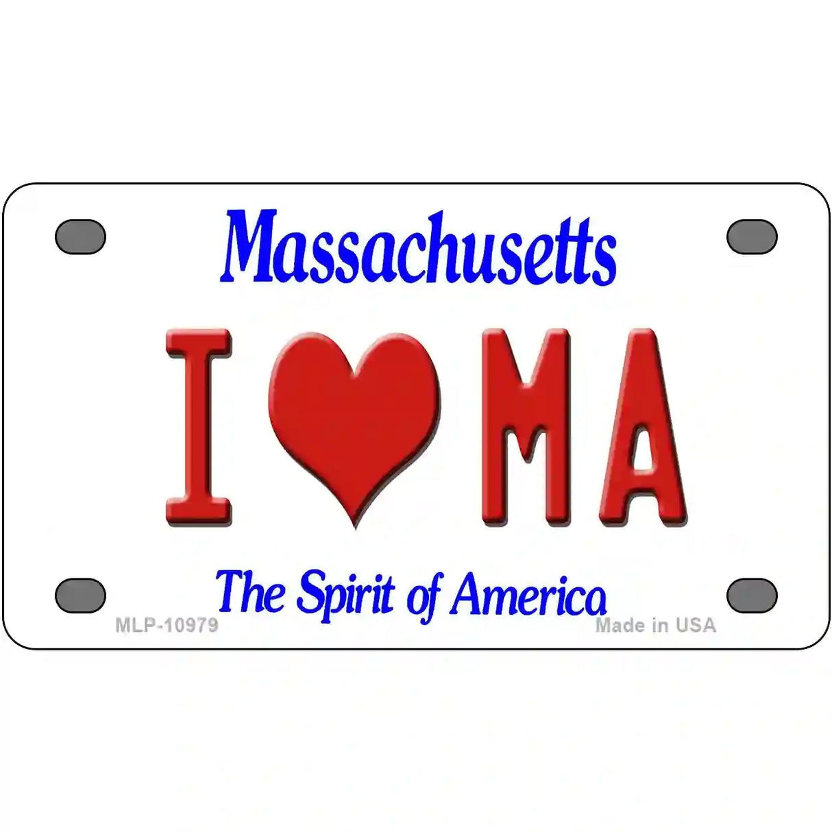 I Love Massachusetts Metal Novelty License Plate 4" x 2.2" (MLP)