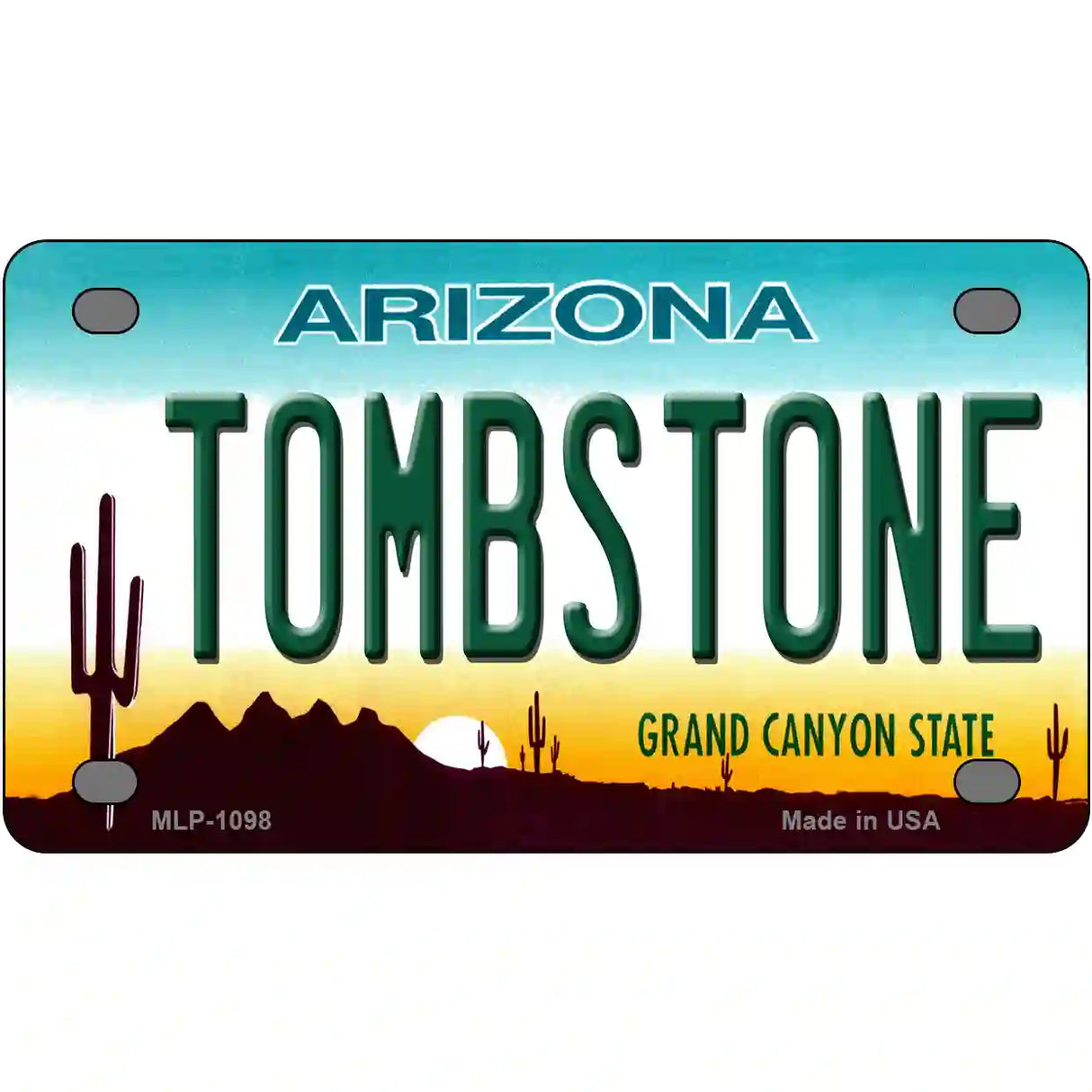 Tombstone Arizona Novelty Metal License Plate 4" x 2.2" (MLP)