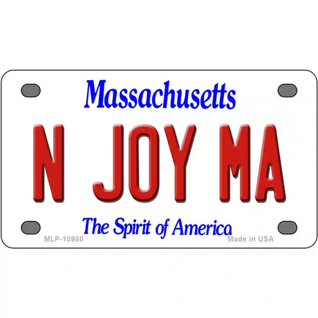 N Joy MA Massachusetts Metal Novelty License Plate 4" x 2.2" (MLP)