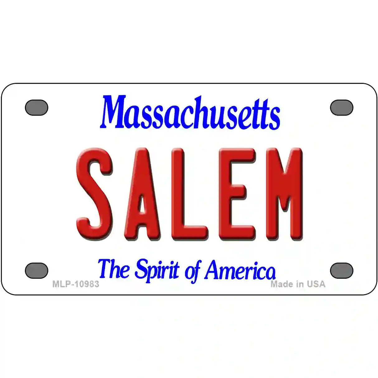 Salem Massachusetts Metal Novelty License Plate