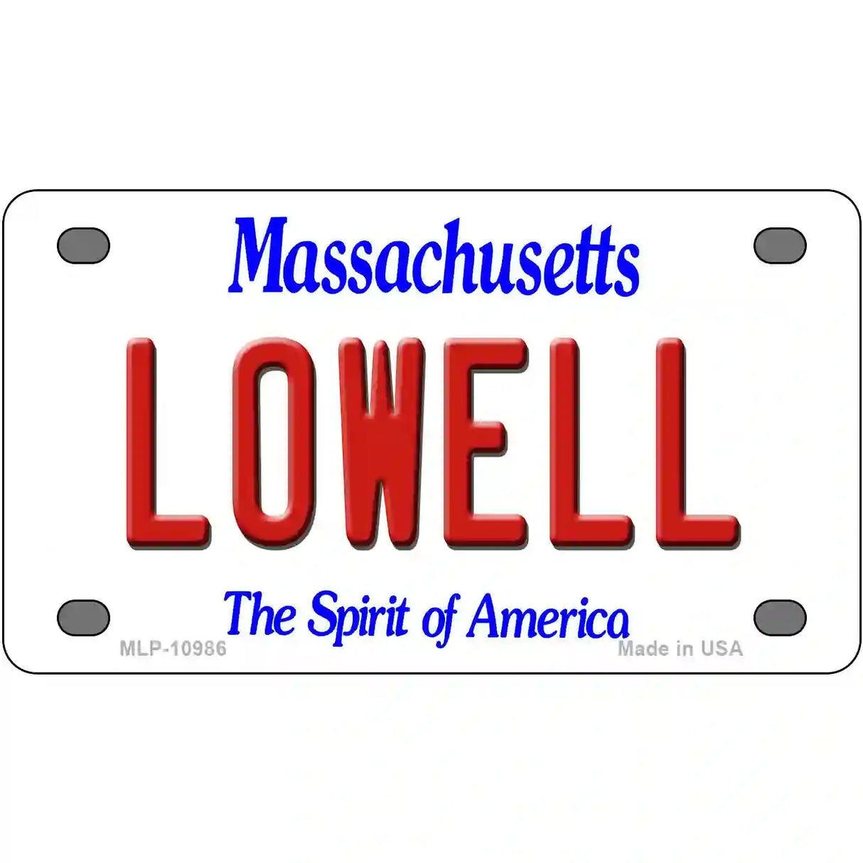 Lowell Massachusetts Metal Novelty License Plate