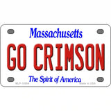 Go Crimson Massachusetts Metal Novelty License Plate 4" x 2.2" (MLP)