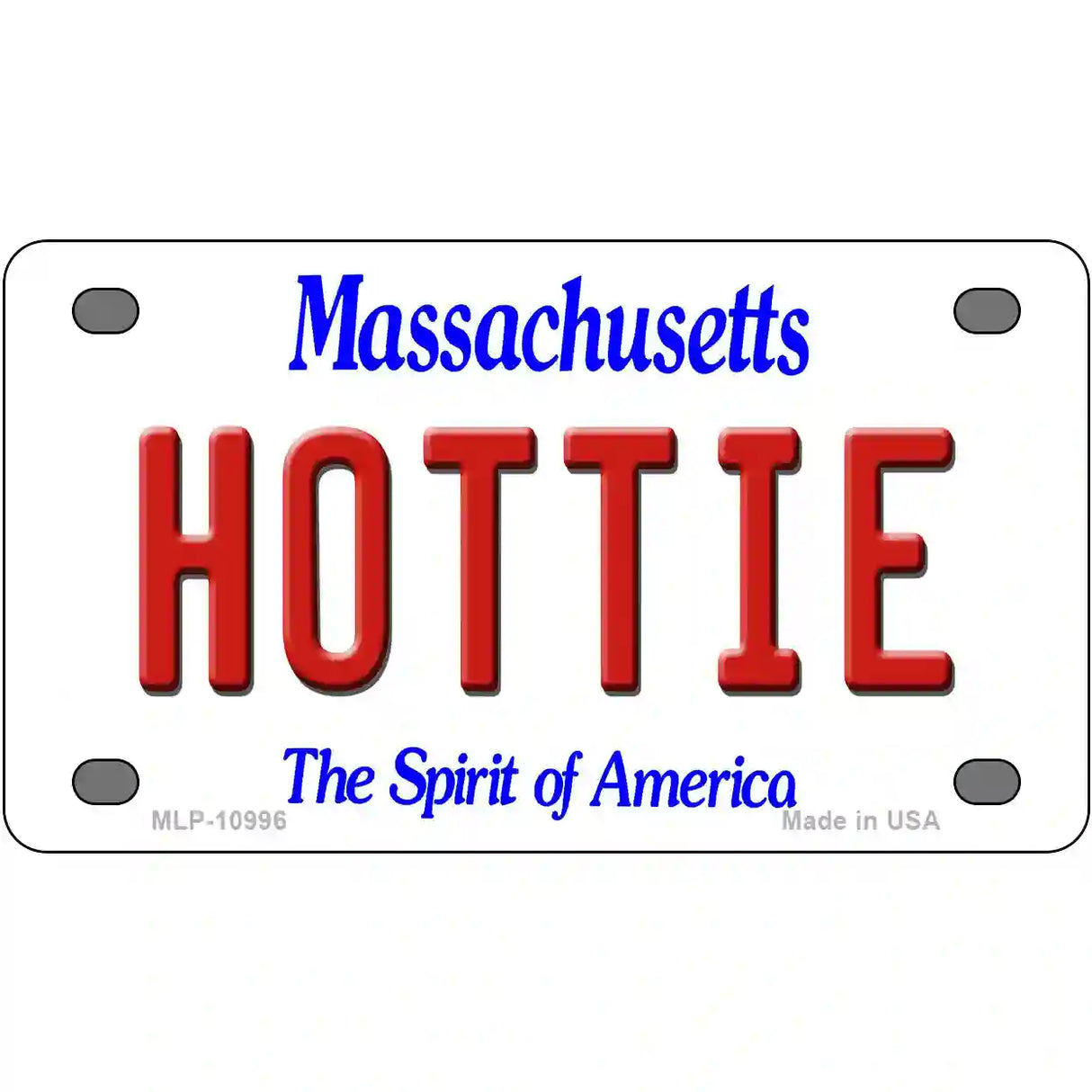 Hottie Massachusetts Metal Novelty License Plate 4" x 2.2" (MLP)