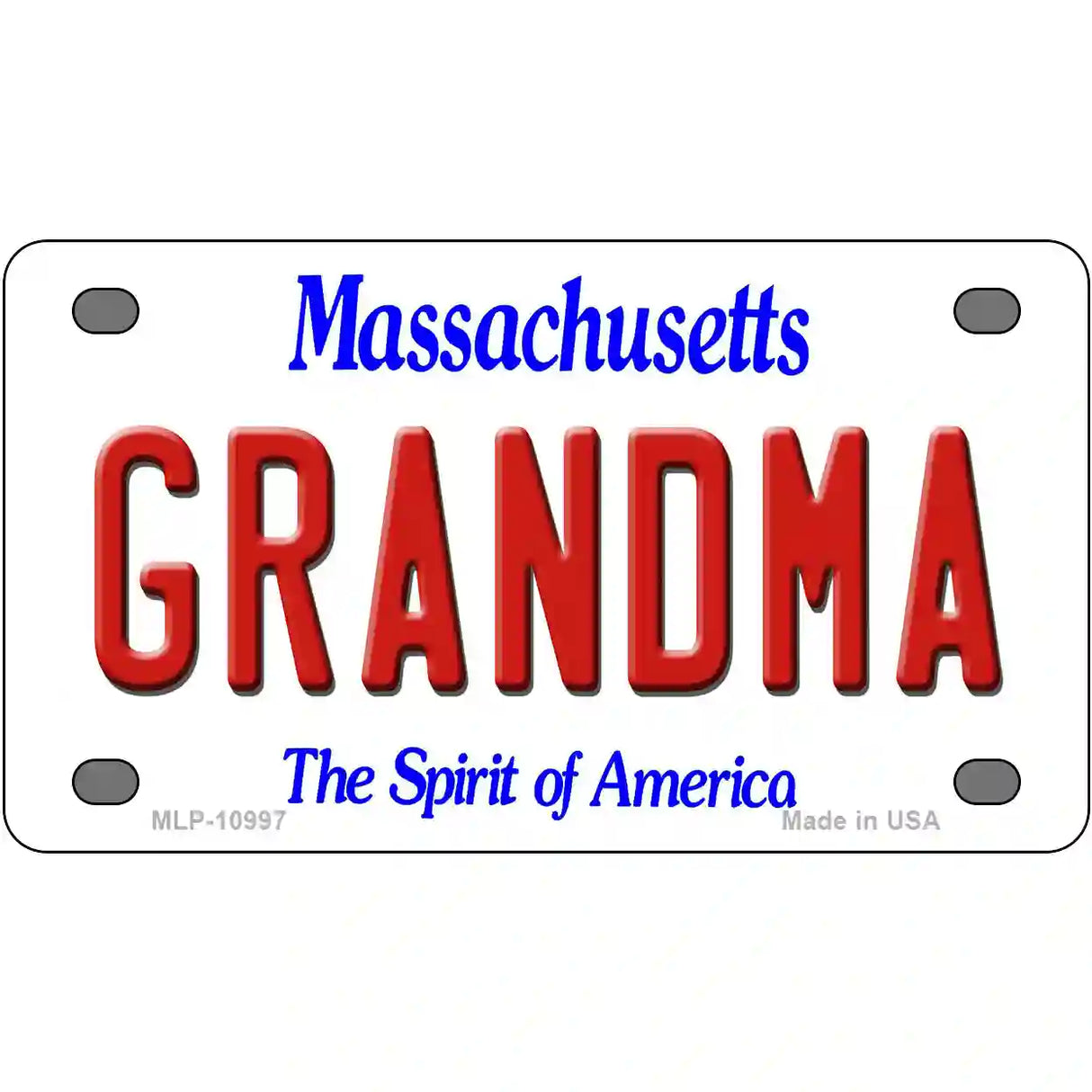 Grandma Massachusetts Metal Novelty License Plate 4" x 2.2" (MLP)