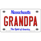 Grandpa Massachusetts Metal Novelty License Plate 4" x 2.2" (MLP)