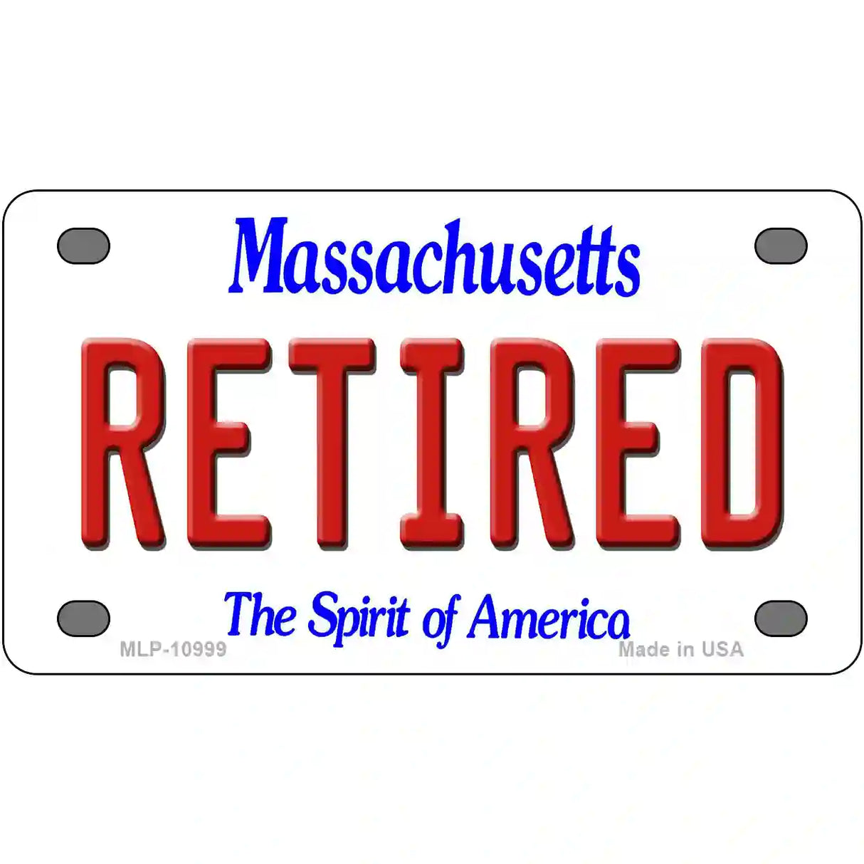 Retired Massachusetts Metal Novelty License Plate 4" x 2.2" (MLP)