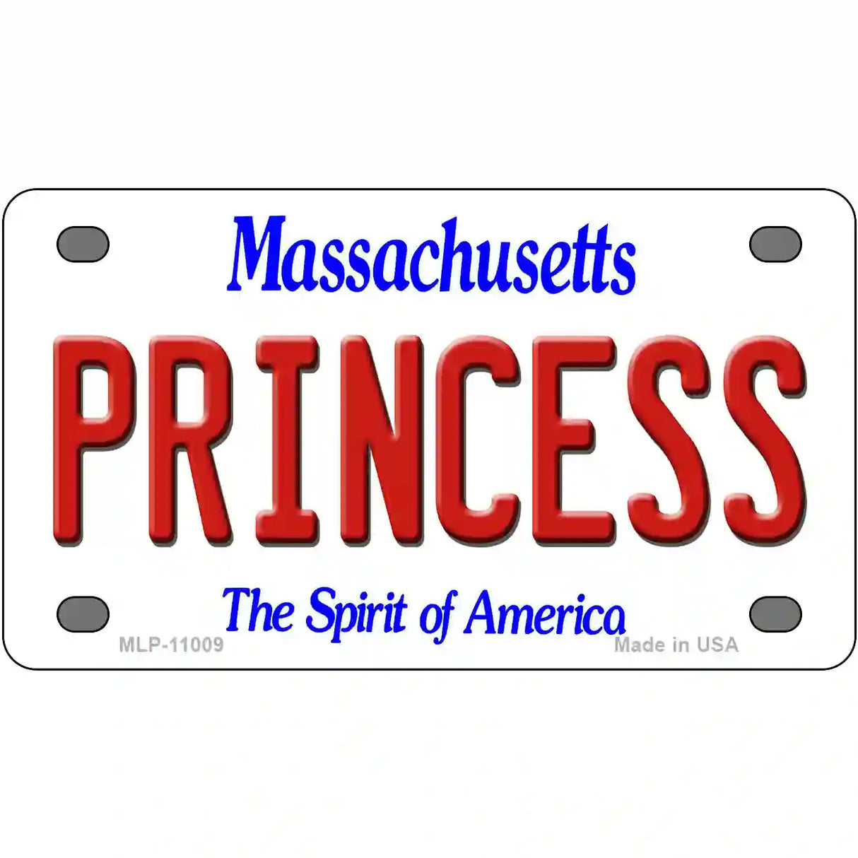 Princess Massachusetts Metal Novelty License Plate 4" x 2.2" (MLP)