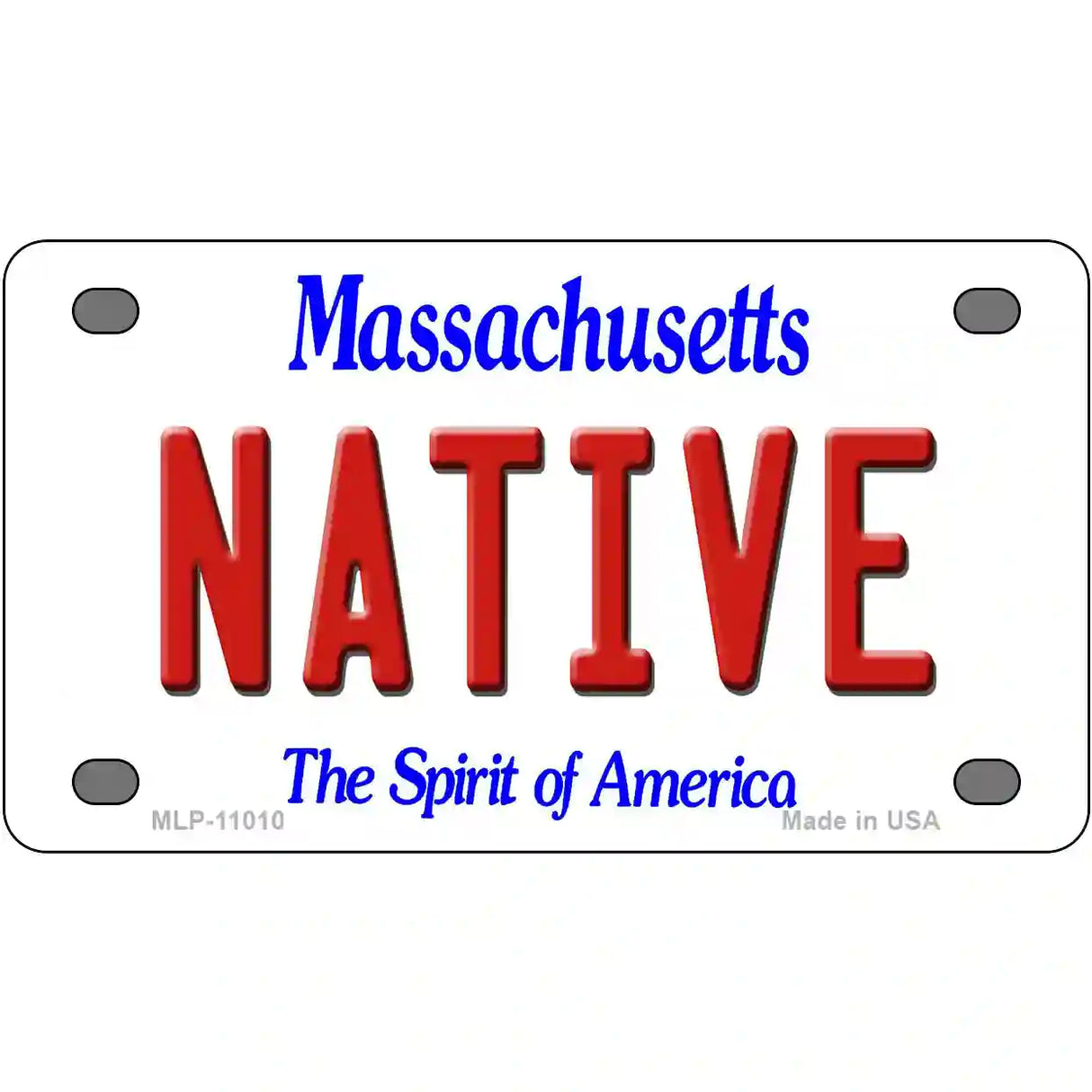 Native Massachusetts Metal Novelty License Plate 4" x 2.2" (MLP)