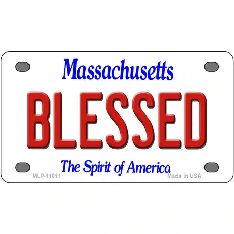 Blessed Massachusetts Metal Novelty License Plate 4" x 2.2" (MLP)