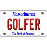 Golfer Massachusetts Metal Novelty License Plate 4" x 2.2" (MLP)