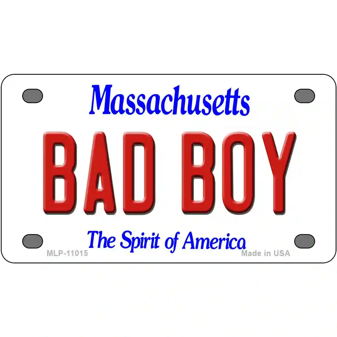 Bad Boy Massachusetts Metal Novelty License Plate 4" x 2.2" (MLP)