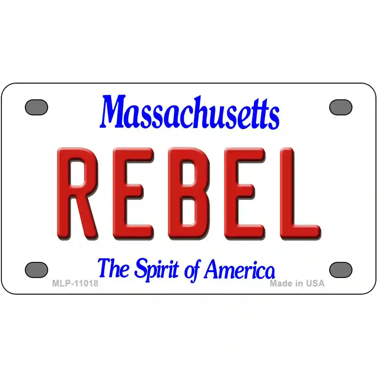 Rebel Massachusetts Metal Novelty License Plate 4" x 2.2" (MLP)