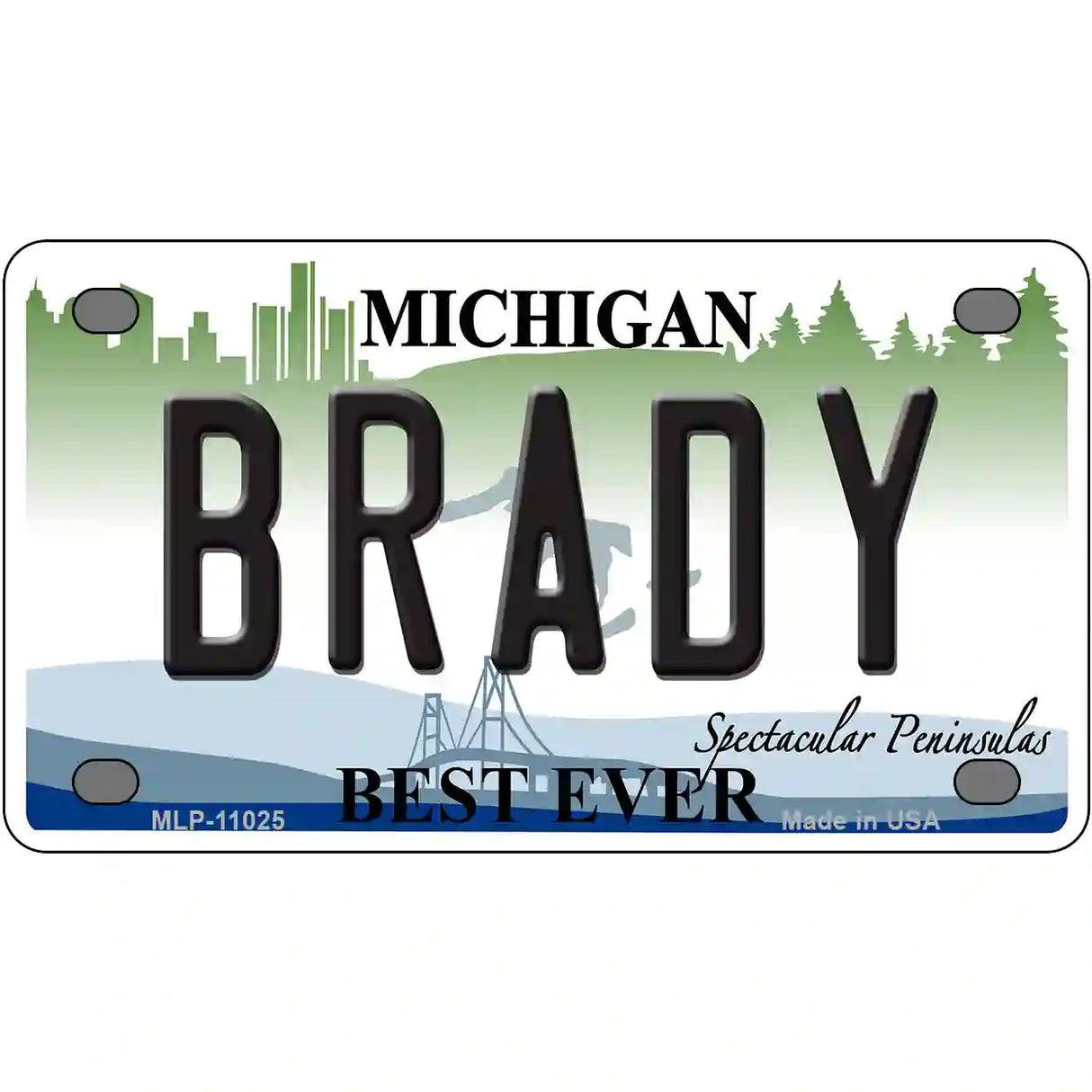 Brady Michigan Metal Novelty License Plate 4" x 2.2" (MLP) / Yes