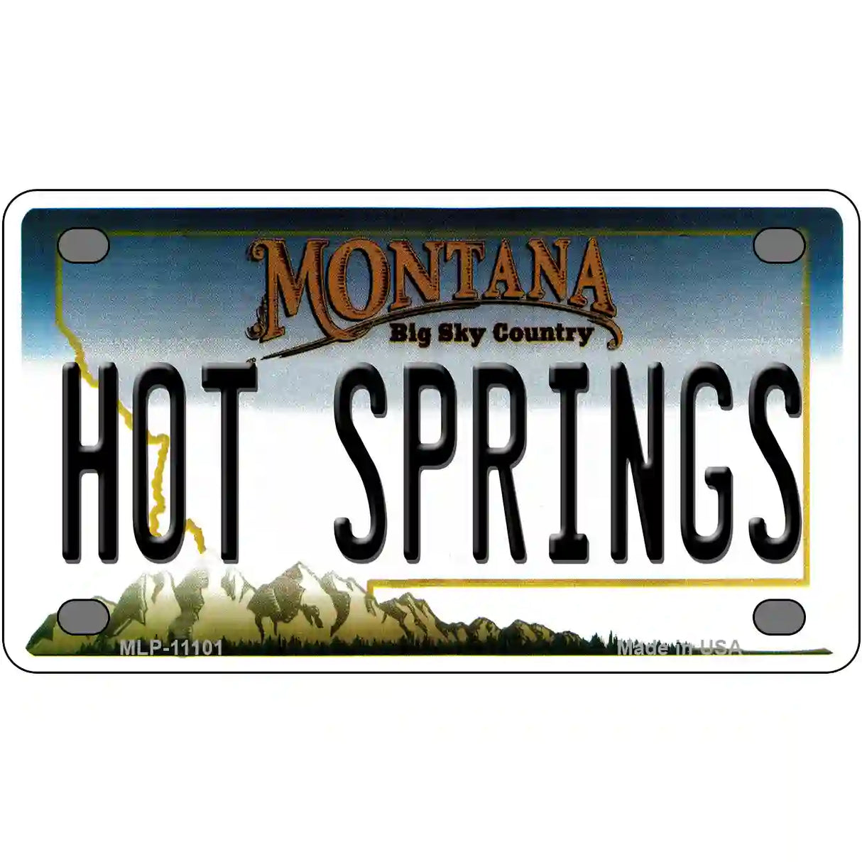 Hot Springs Montana State Novelty License Plate 4" x 2.2" (MLP)