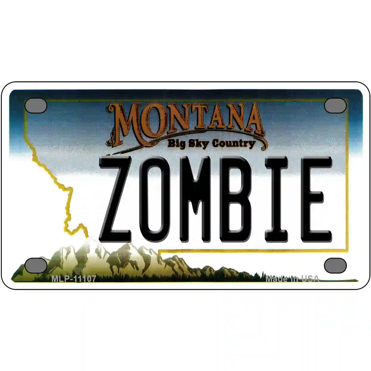 Zombie Montana State Novelty License Plate 4" x 2.2" (MLP)