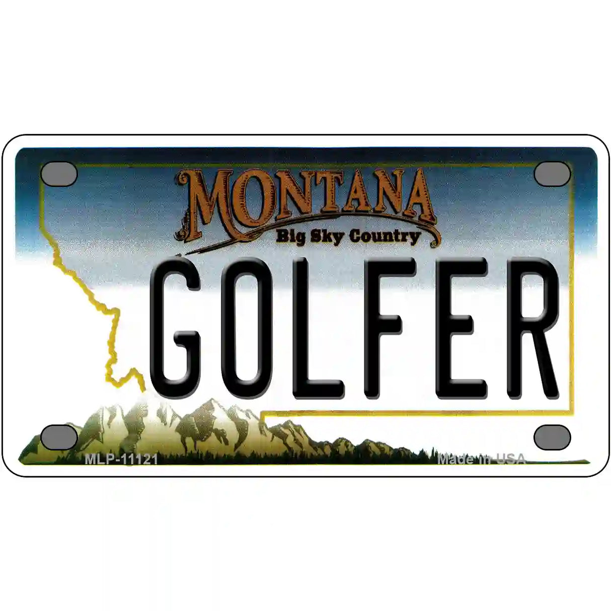 Golfer Montana State Novelty License Plate 4" x 2.2" (MLP)