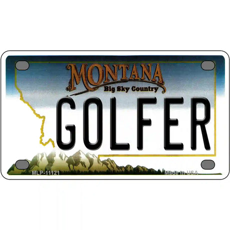 Golfer Montana State Novelty License Plate 4" x 2.2" (MLP)