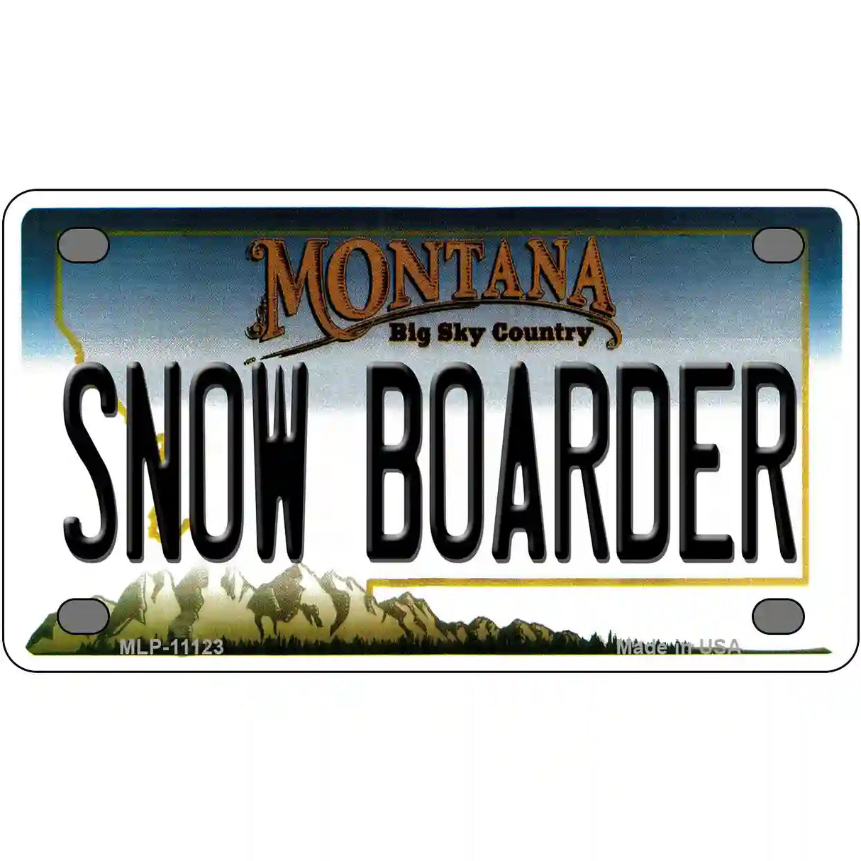 Snow Boarder Montana State Novelty License Plate 4" x 2.2" (MLP)