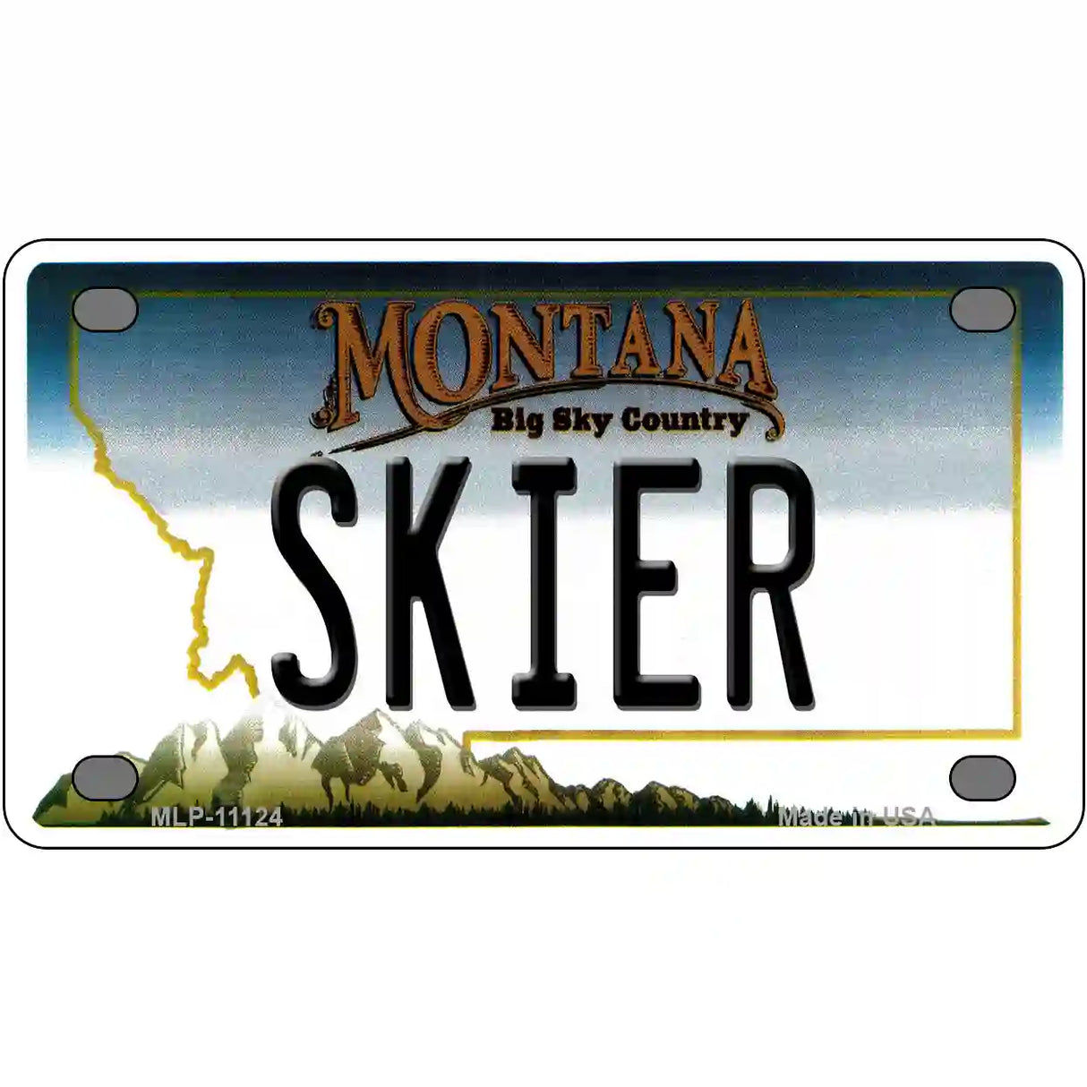 Skier Montana State Novelty License Plate 4" x 2.2" (MLP)