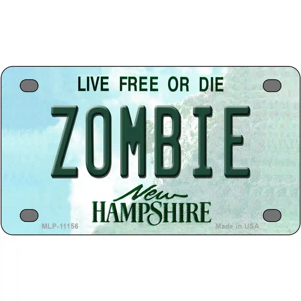 Zombie New Hampshire State License Plate 4" x 2.2" (MLP)