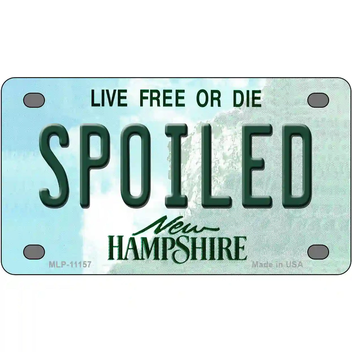 Spoiled New Hampshire State License Plate 4" x 2.2" (MLP)