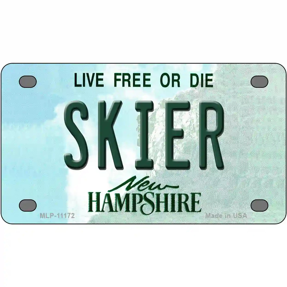 Skier New Hampshire State License Plate 4" x 2.2" (MLP)