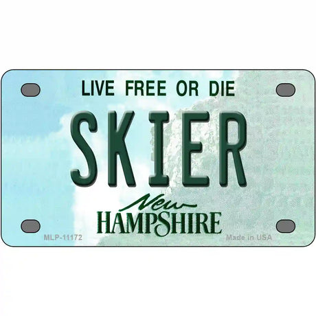 Skier New Hampshire State License Plate 4" x 2.2" (MLP)