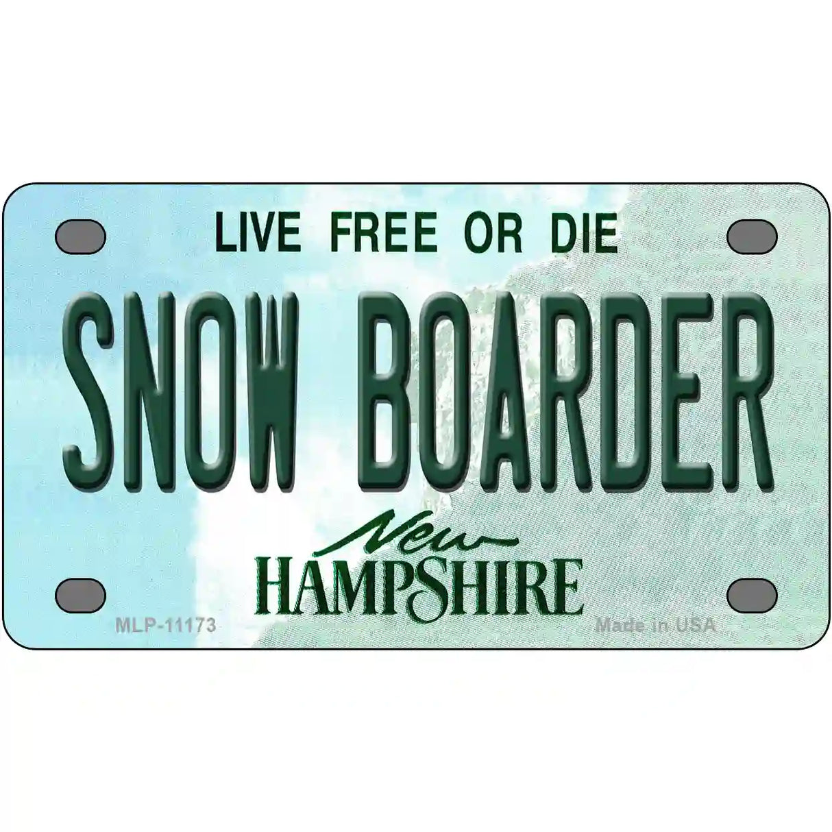 Snow Boarder New Hampshire State License Plate 4" x 2.2" (MLP)