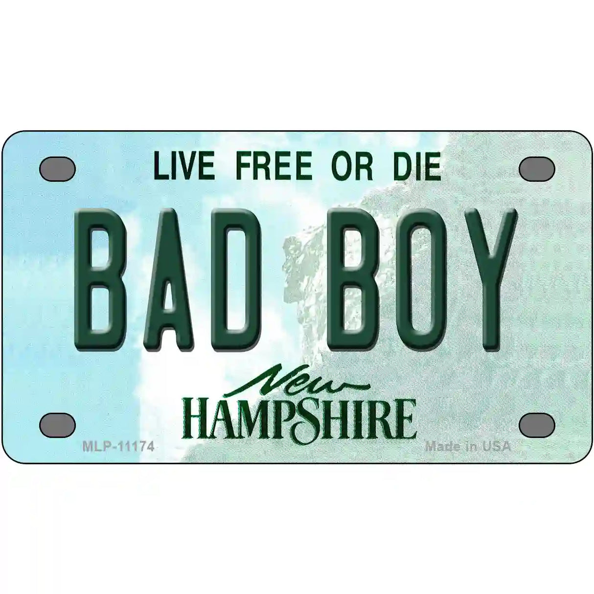 Bad Boy New Hampshire State License Plate 4" x 2.2" (MLP)