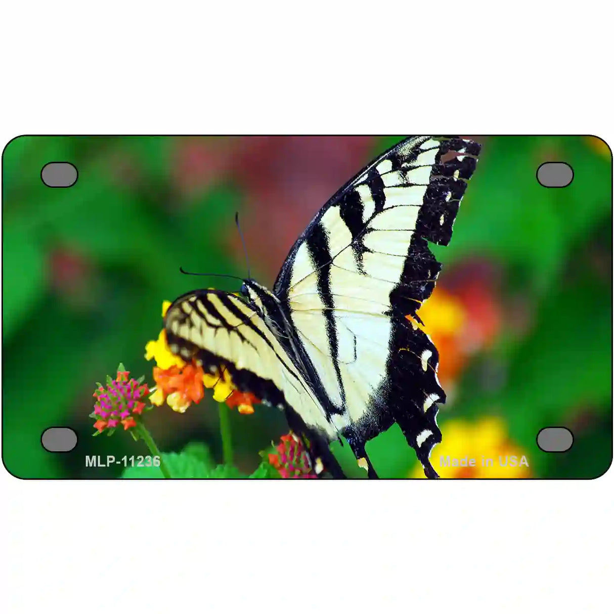 Butterfly Black and White Novelty Metal License Plate 4" x 2.2" (MLP)