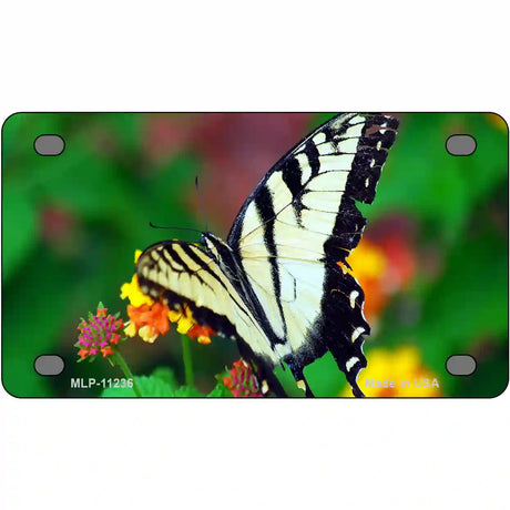 Butterfly Black and White Novelty Metal License Plate 4" x 2.2" (MLP)