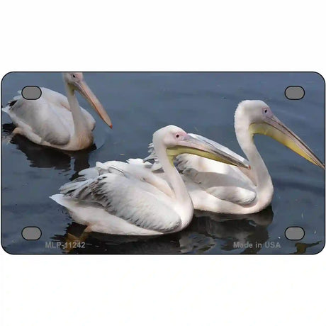 Pelican Three On Water Novelty Metal License Plate 4" x 2.2" (MLP)