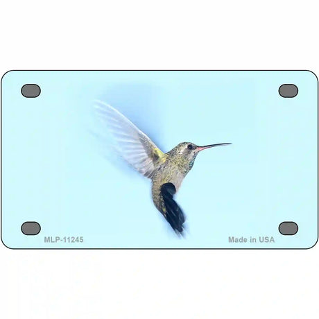 Hummingbird In Flight, Blue Novelty Metal License Plate 4" x 2.2" (MLP)