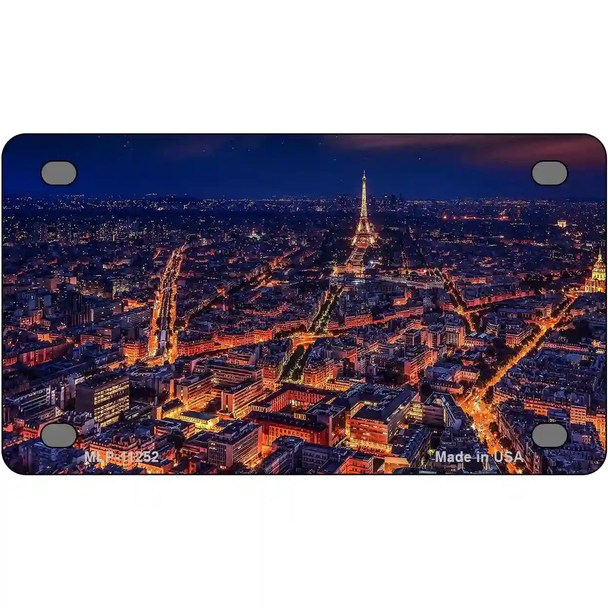 Paris At Night Eiffel Tower In Center Novelty Metal License Plate 4" x 2.2" (MLP)