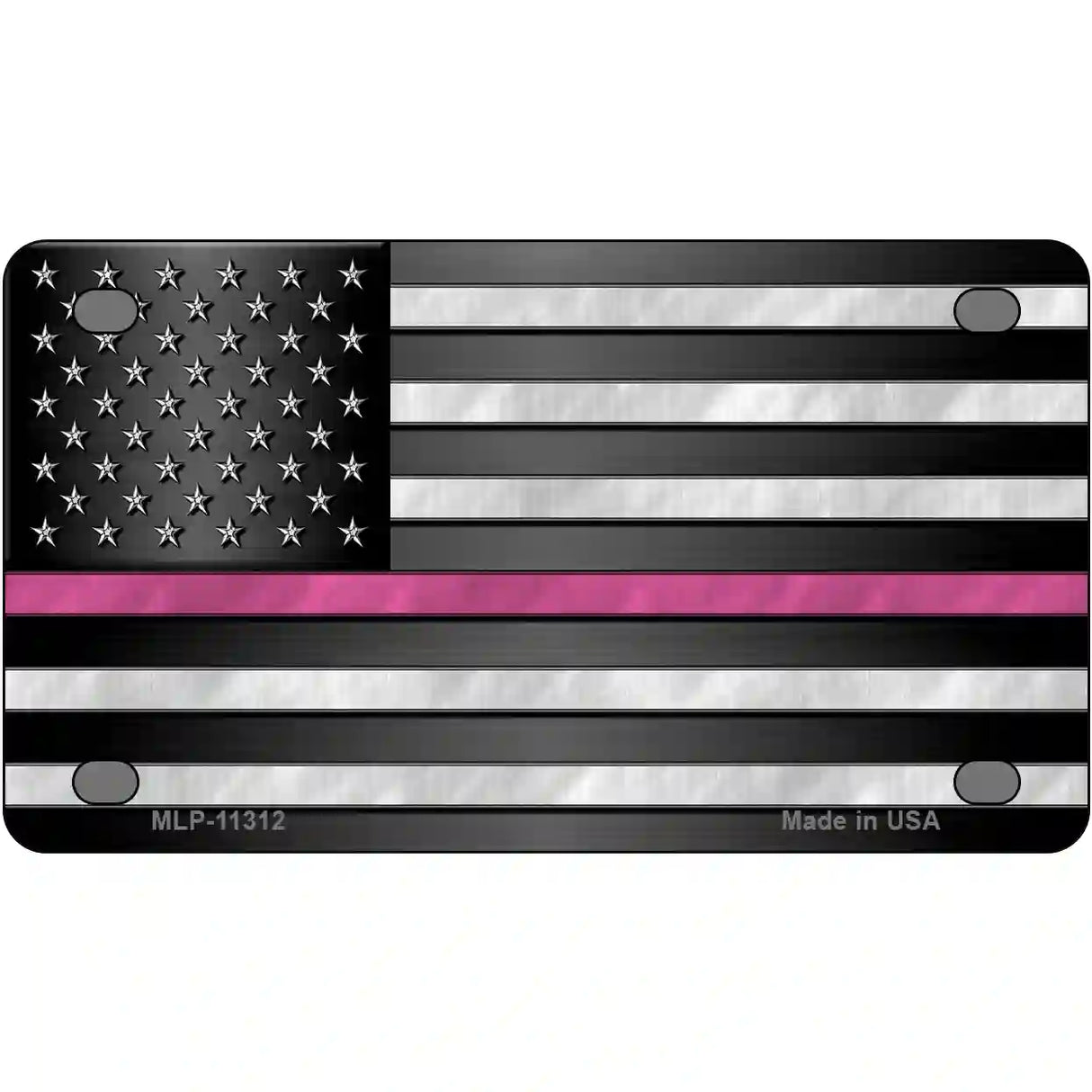 Thin Pink Line Novelty License Plate 4" x 2.2" (MLP)