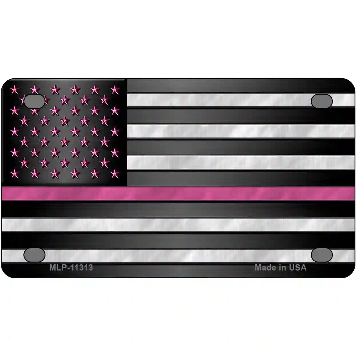 Thin Pink Line With Pink Stars Novelty License Plate 4" x 2.2" (MLP)