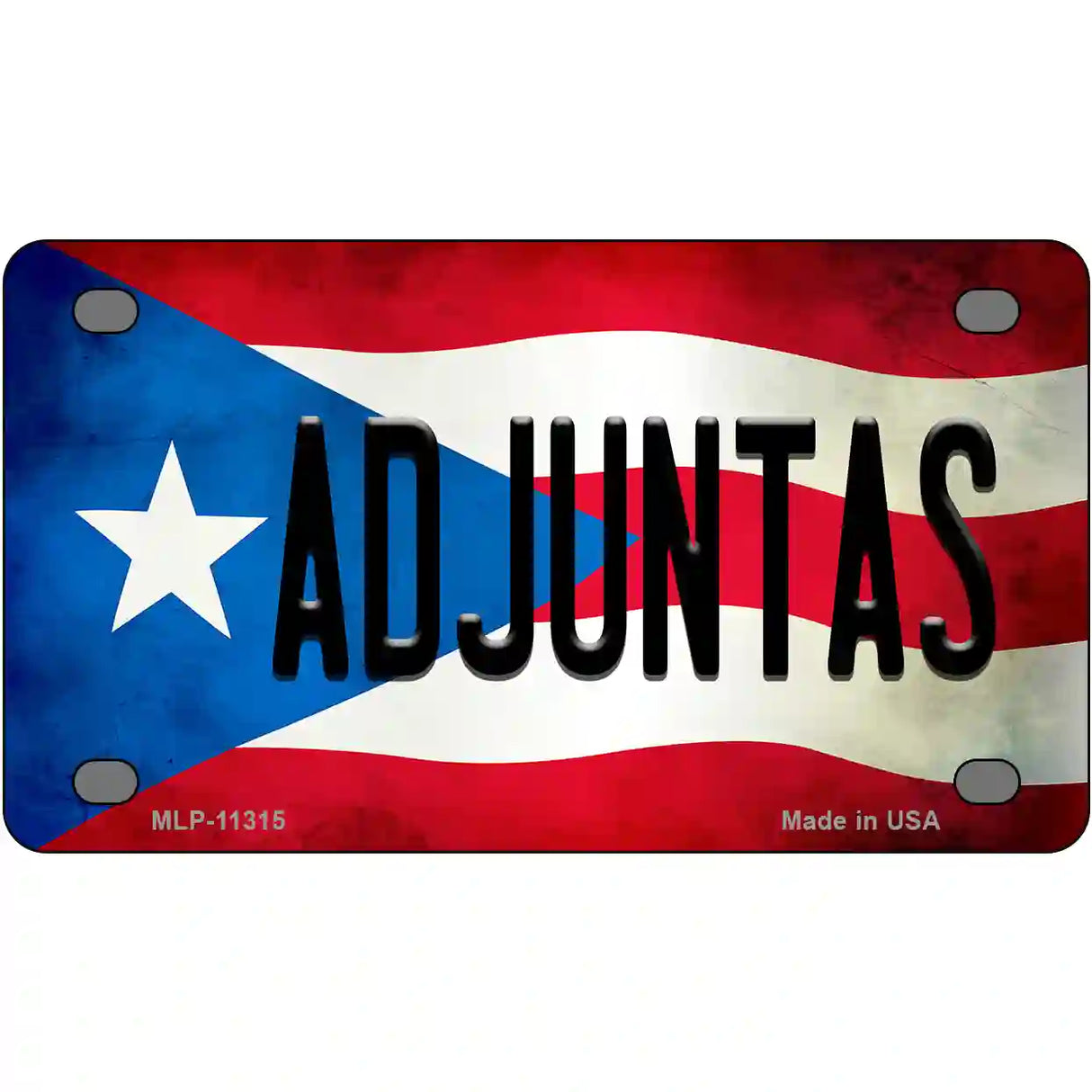 Adjuntas Puerto Rico Flag License Plate Metal Novelty 4" x 2.2" (MLP)