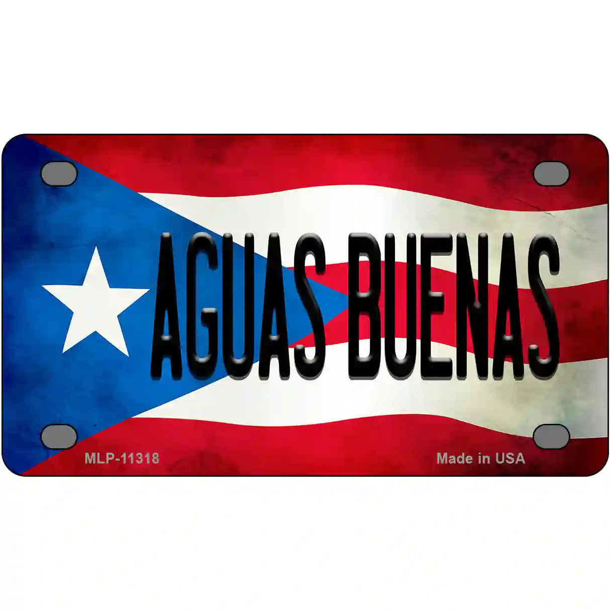 Aguas Buenas Puerto Rico Flag License Plate Metal Novelty 4" x 2.2" (MLP)