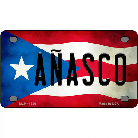 Anasco Puerto Rico Flag License Plate Metal Novelty 4" x 2.2" (MLP)