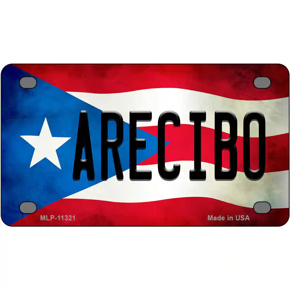 Arecibo Puerto Rico Flag License Plate Metal Novelty 4" x 2.2" (MLP)