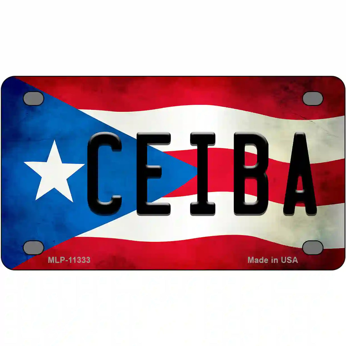 Ceiba Puerto Rico Flag License Plate Metal Novelty 4" x 2.2" (MLP)