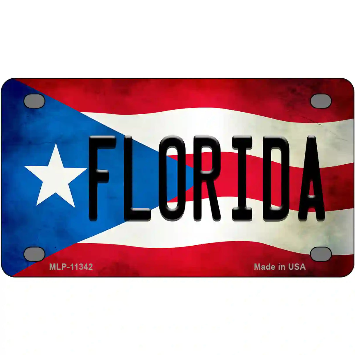 Florida Puerto Rico Flag License Plate Metal Novelty 4" x 2.2" (MLP)